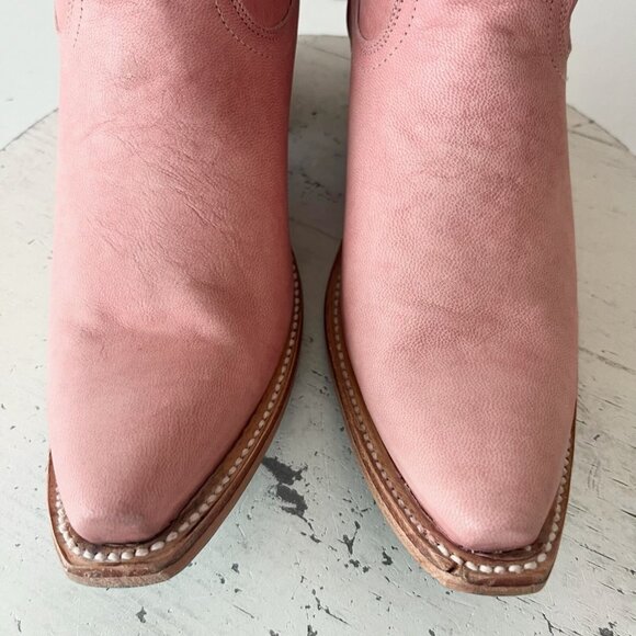 Lane EMMA JANE Womens Cowboy Bootie 7 Pink Leather Western Cowgirl Ankle Boots - Picture 6 of 12